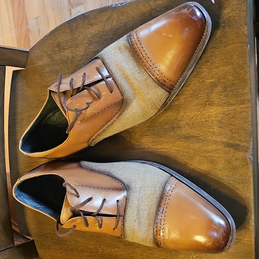 Stacy Adams Two Tone Linen Oxford Tan 14 M